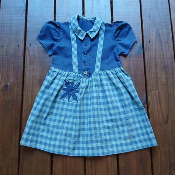 Antique Other - True vintage antique 1930's 30's baby toddler little girls blue plaid dress